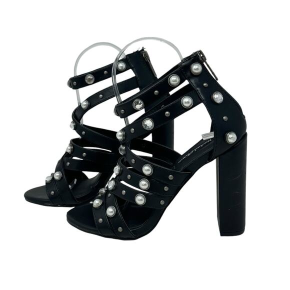 Michael Antonio black embellished studded strappy heel sandals size 6.5 - Picture 2 of 12